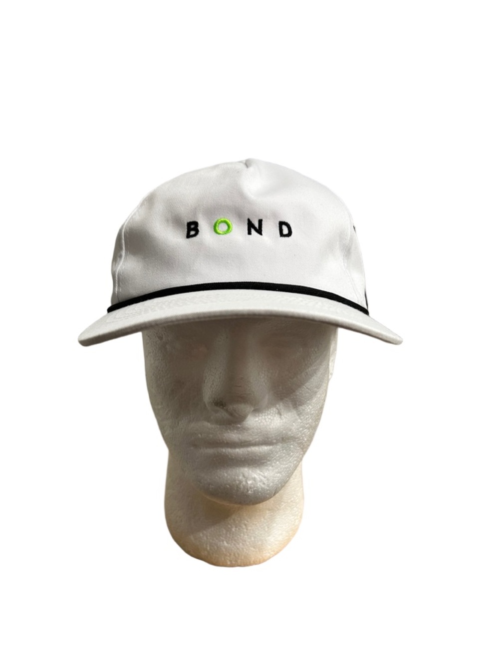 White Baseball Cap with Black Trim